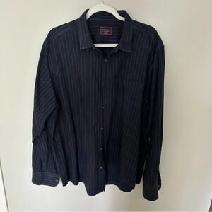 Men's UNTUCKit Meridian Flannel Shirt Navy Pinstripe Slim Fit XXLarge